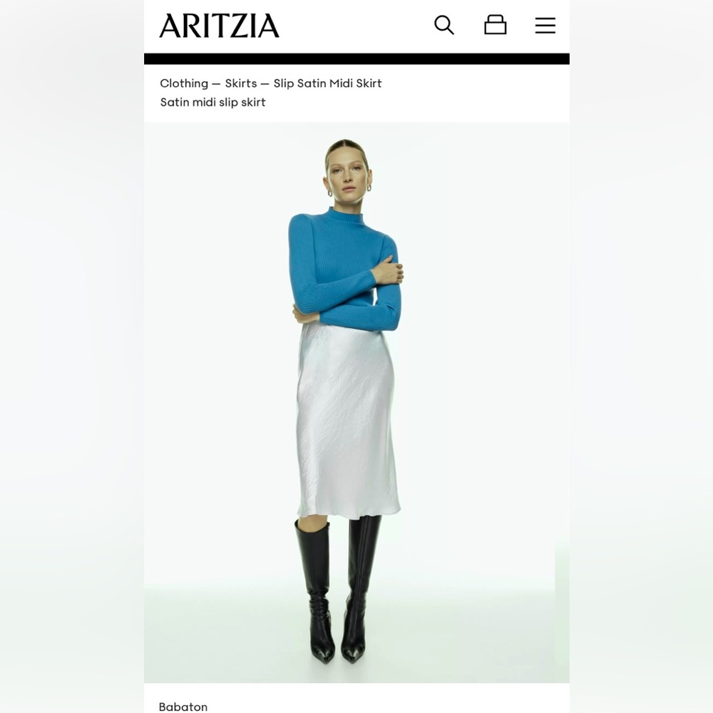 Aritzia Babaton Slip Midi Skirt - Subtle Mint